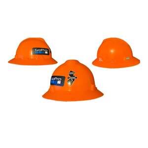 MSA V-Gard Orange Full Brim Hard Hat with Custom Stickers